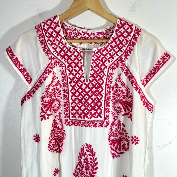 Roller‎ Rabbit Faith Embroidered Mini Dress white pink Cotton Womans Medium EUC - Picture 3 of 13